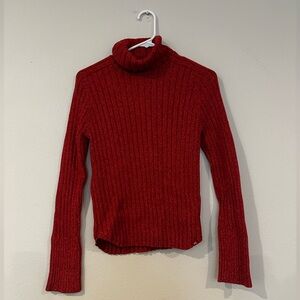 American Eagle Size Large Ribbed Turtleneck Sweater Y2K Retro Orange Pullover